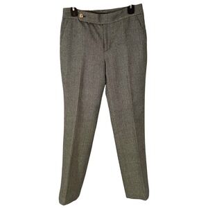 Chaps Women Gray Herringbone Wool Blend Straight Leg Dress Pants 4 Dark Academia